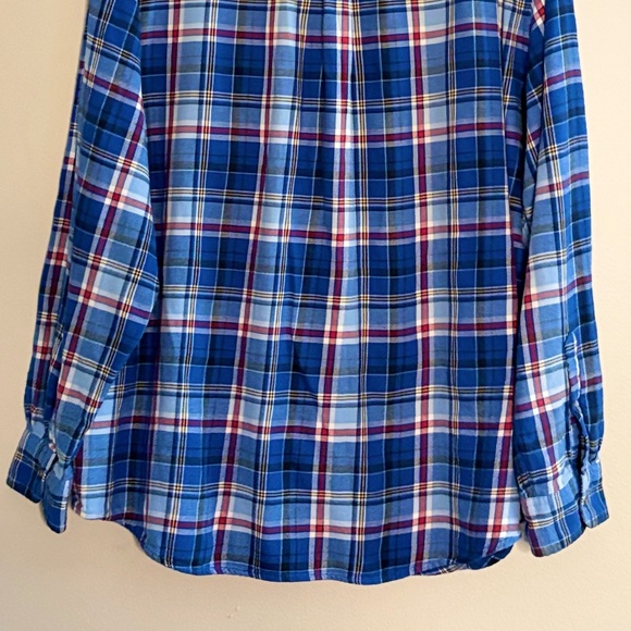 Vintage Chaps Blue & Red Plaid Lightweight Flannel Button Down Shirt - Picture 14 of 15